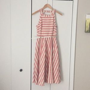 Eliza J cream and red striped halter dress